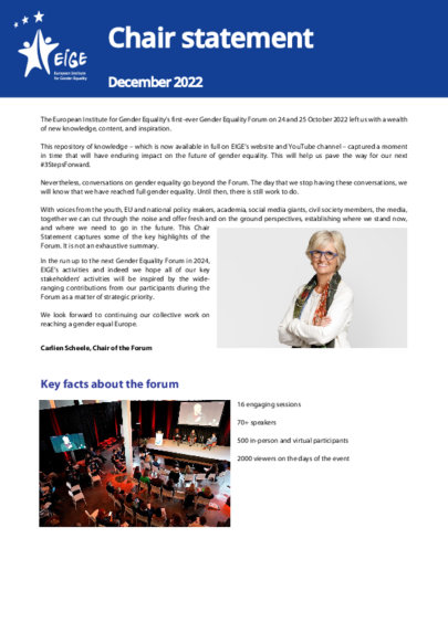 Gender Equality Forum 2022: Chair Statement